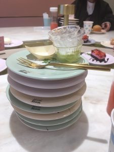 All of the plates of desserts I ate!