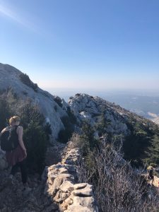 Hiking along the ridge.