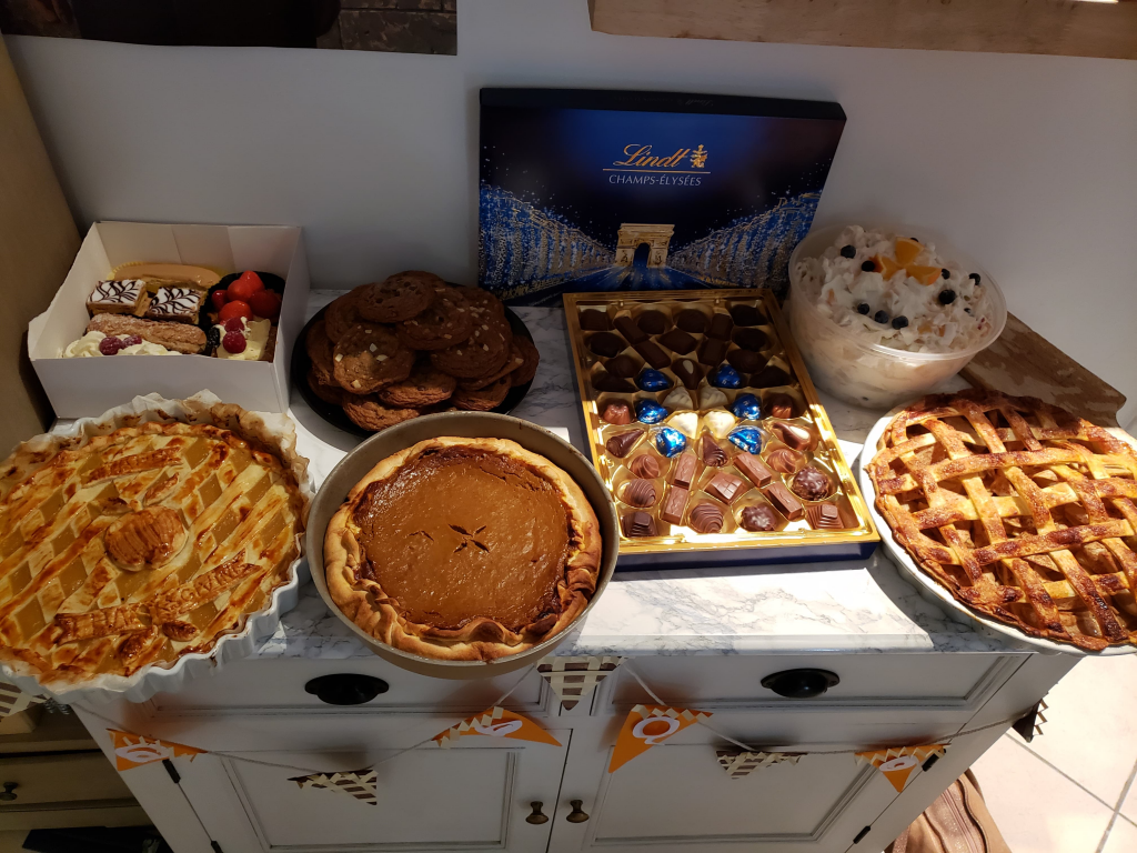desserts for Thanksgiving spread out on a table 