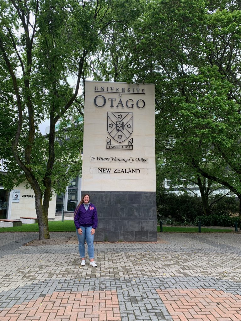 University of Otago entrance with the school's sign.