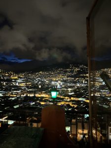 City of Quito at night showing all the city lights.