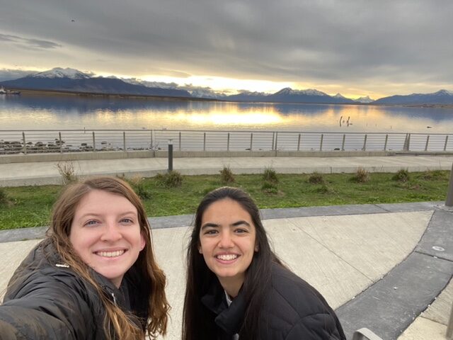 Izzy and I watching the sunset in Puerto Natales