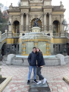 Marques and I in front of the Santa Lucía fountain