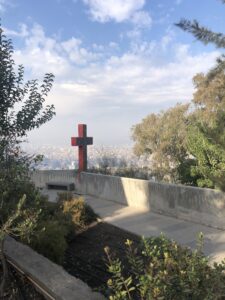 One of the seven painted crosses with a view