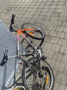 Bike leaned against a wall