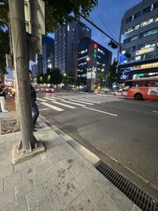 Crosswalk on a Korean street.