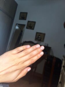 My nails after a wonderful manicure with light pink nail polish.