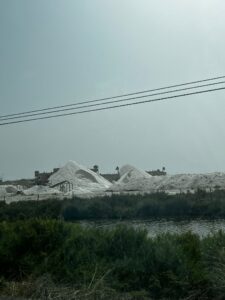 Salt dunes created by a near-by factory.