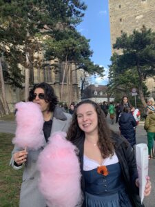 A photo of Lizzie and Andrew enjoying some cotton candy