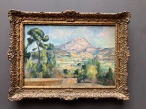 Image of a framed painting by Cézanne of Sainte Victoire in Aix-en-Provence
