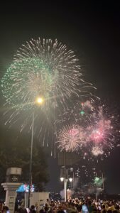 Fireworks display at midnight