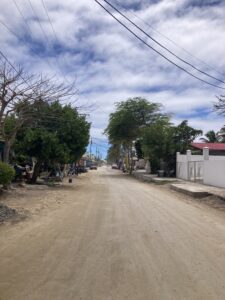 A sand street in Puerto Vilamil, Isabela, Galapagos.