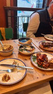 A table with lots of good Lebanese food!